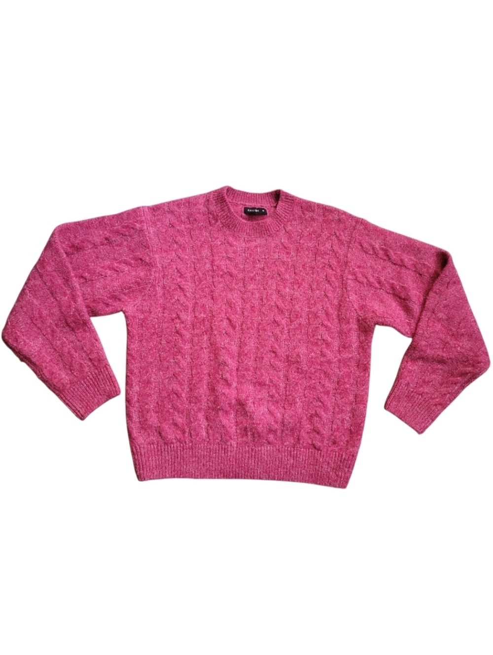 Calliope Sweater Magenta Pink Cable Knit Pullover Wool Poly Blend Classic MD